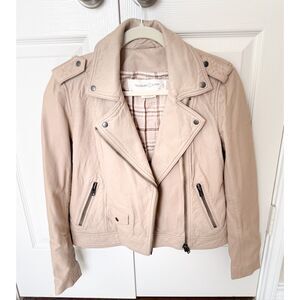 Treasure & Bond Leather Moto Jacket Beige Women's Size Small
